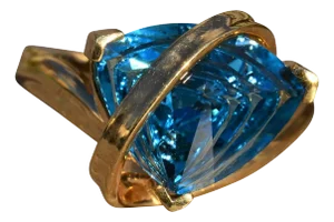 The Adonia: Ladies Contemporary 14K Gold Ring set with Custom Cut Topaz