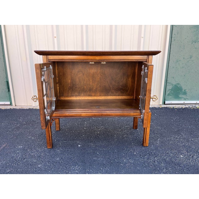 Wood Vintage Chinoiserie Walnut Nightstand or Side Table For Sale - Image 7 of 12