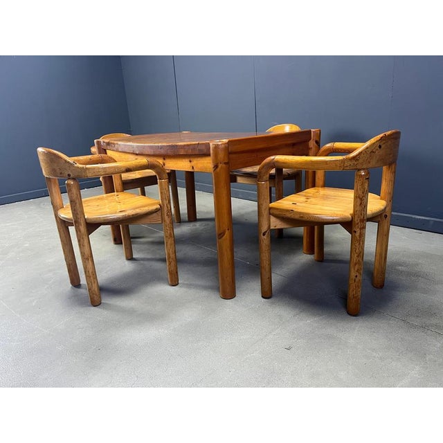 Pine Wood Dining Table and Chairs C.J. Rosengaarden, 1970s, Set of 5 For Sale - Image 9 of 13