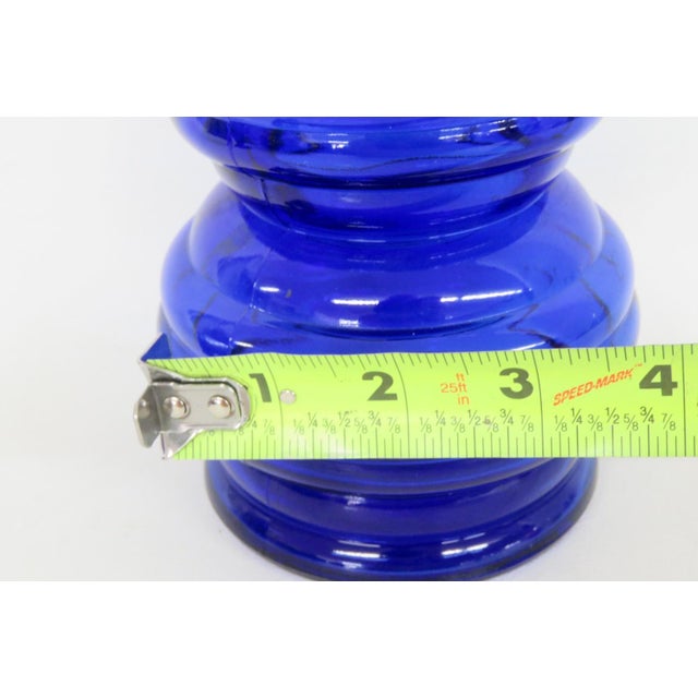 Indiana Glass Cobalt Blue Vase Double Stacked Beehive Design Made in Usa 4877b For Sale - Image 10 of 10