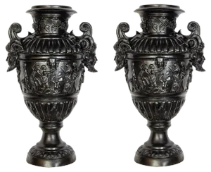 Renaissance Revival Black Painted Bronze Vases