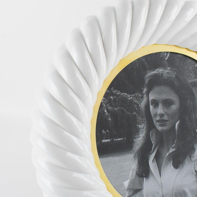 Tommaso Barbi White Ceramic and Gilded Brass Picture Frame For Sale In Atlanta - Image 6 of 10