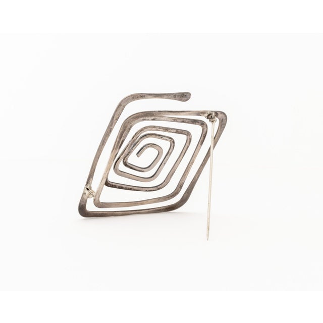 Ed Wiener Geometric Spiral Sterling Silver Brooch For Sale - Image 9 of 11