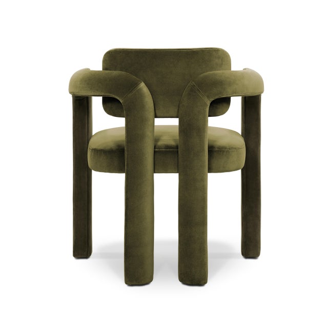 Double Arch Dining Chair in Forest Green Cotton Velvet from Insidherland For Sale - Image 4 of 12