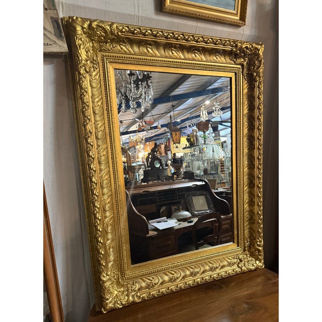 Mirror in Carved Wooden Frame For Sale - Image 6 of 6