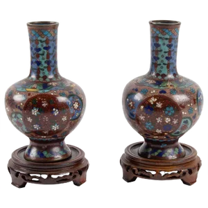 Cloisonné Bronze Vases, Japan, 1900s, Set of 2