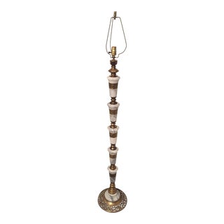 Vintage Marble and Carved Brass Floor Lamp For Sale