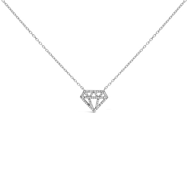 Elegance redefined, this sterling silver necklace captivates with its geometric ingenuity and lustrous appeal. Crafted in...