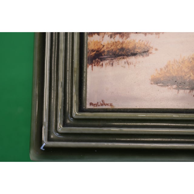 Green Mid 20th Century Set of 3 Porcelain Plaques W/ Hunting Scenes Made in Ireland by Roy Wallace For Sale - Image 8 of 8
