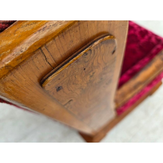 Danish Relax Armchair in Red Furniture Velour and Oak Wood, 1950s For Sale - Image 14 of 18