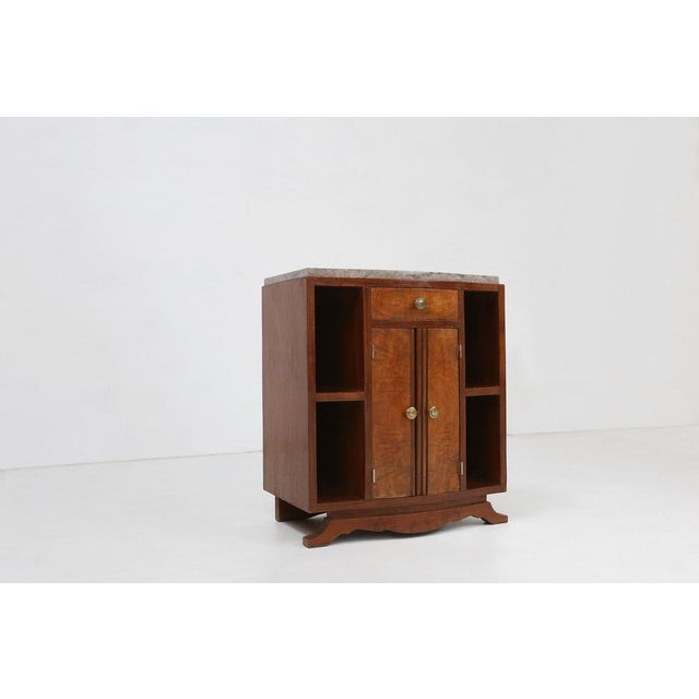 1930s Art Deco Cabinet in Wood with Marble Top, France, 1930s For Sale - Image 5 of 15