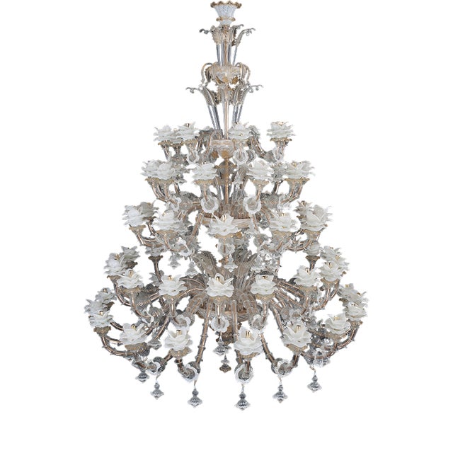 Rezzonico Chandelier in Murano Glass, Crystal and Bronze, 1950s For Sale