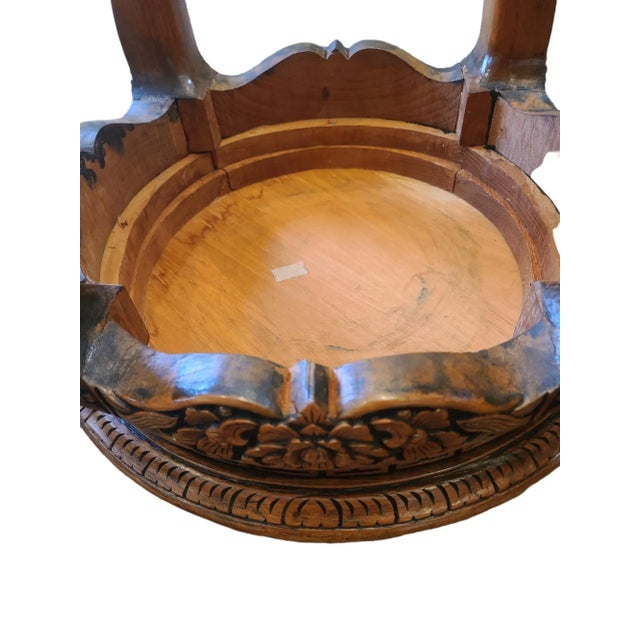 Mid 20th Century Hand Carved Asian Side Table With Ming Dynasty Style Claw Feet in a Golden Oak For Sale - Image 12 of 12