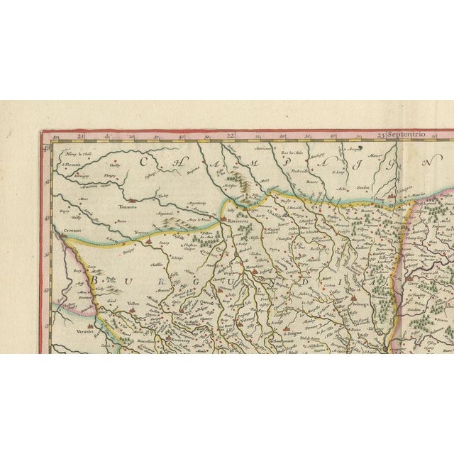 Antique Blaeu Atlas Map of Burgundy and Franche-Comté, 1642 For Sale - Image 6 of 10