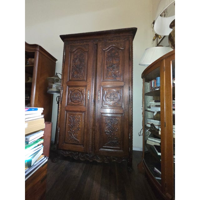 French Antique French Armoire Lined in Fortuny Fabric For Sale - Image 3 of 9