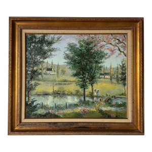 E. LaForet (1884–1955) Figurative Countryside Landscape Oil Painting on Canvas