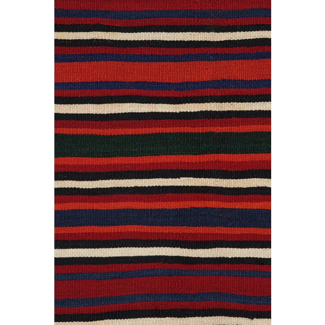 1950s Vintage Persian Kilim With Burgundy Red and Navy Blue Stripes by Rug & Kilim For Sale In New York - Image 6 of 7