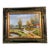 Original Oil on Canvas Autumn Landscape With Red-Roofed Barn, Gilt Frame For Sale