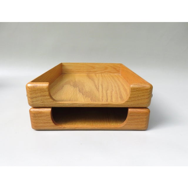 Beech & Brass Document Tray & Storage Box, 1960s For Sale - Image 14 of 14