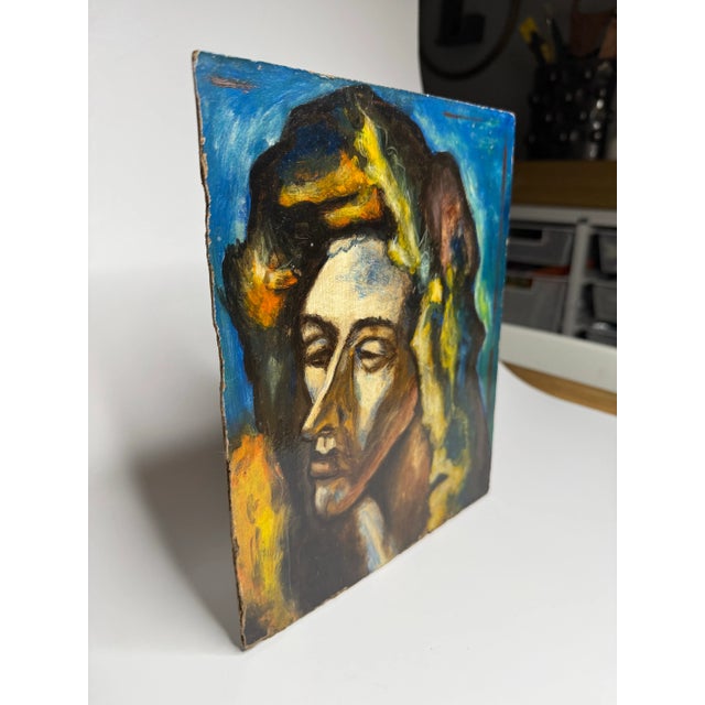 Abstract Fauvist Ancient Figurehead Original Oil Painting on Board For Sale - Image 4 of 12