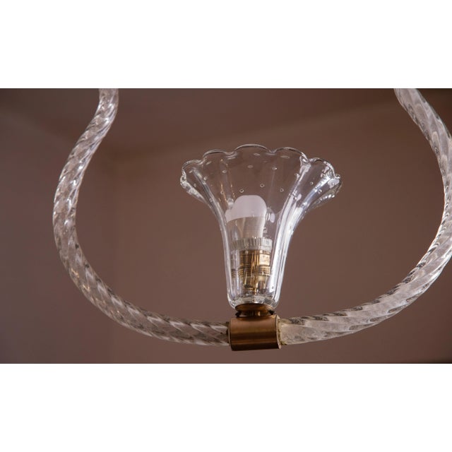 Transparent Vintage Murano Pendant Light, "Blucante Glass", 1950 For Sale - Image 8 of 12