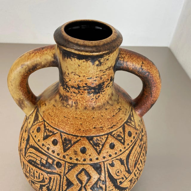 Black Pottery Fat Lava Maya Tiki Vase from Jasba Ceramics, Germany, 1970s For Sale - Image 8 of 18