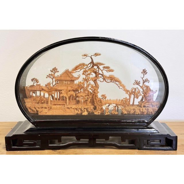 Chinoiserie Large Mid 20th C Chinese Cork Carving Diorama For Sale - Image 3 of 7