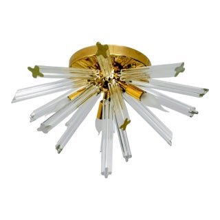 Vintage Italian Murano Style Starbust Flush Mount Chandelier For Sale