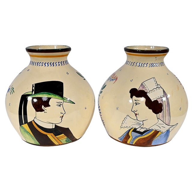 Vases by Henriot Quimper, 1950s, Set of 2 For Sale
