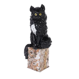 Vintage Italian Glazed Terra Cotta Cat Sculpture
