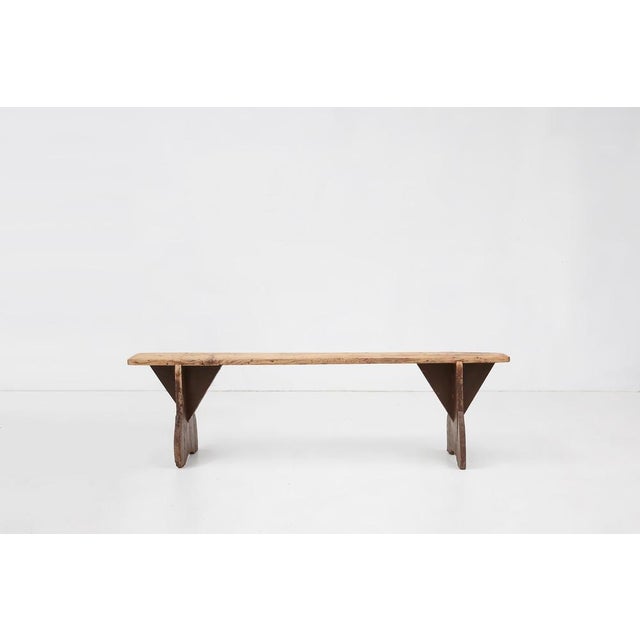 Wood Rustic Wooden Bench with Brown Painted Feet, France, 1890s For Sale - Image 7 of 11