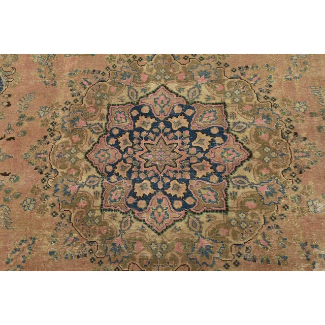 Tabriz Rug 8’1” X 10’11” Pink Wool Vintage Distressed Hand-Knotted Carpet For Sale In Philadelphia - Image 6 of 15