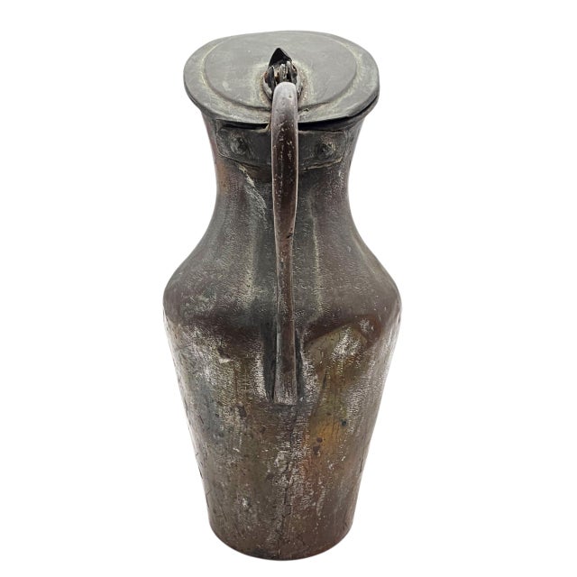 Late 19th Century Late 19th Century Late Ottoman Hand-Forged Copper Water Pitcher With Tinned Interior, 15" For Sale - Image 5 of 11