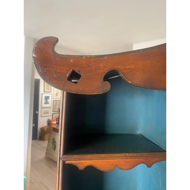 Wood Vintage Chinoiserie Chippendale Style Display Cabinet With Pagoda Top Detailing For Sale - Image 7 of 13