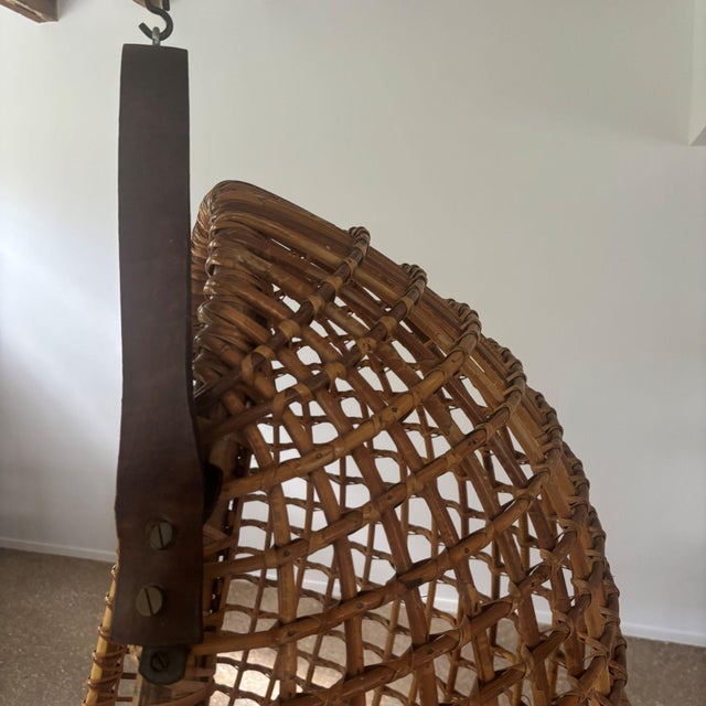 Brown Eureka Hanging Basket Chair by Giovanni Travasa for BBB Bonacina, Italy, 1950s For Sale - Image 8 of 11