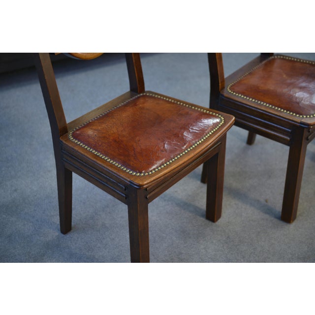 1960s Chairs with Leather Seats by Étienne Kohlmann, 1960s, Set of 6 For Sale - Image 5 of 14