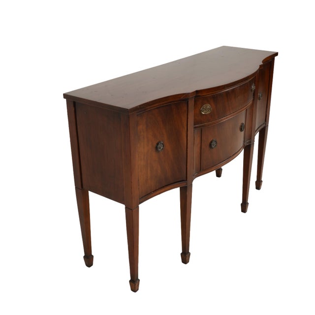 Vintage Mahogany Bow Front Buffet Server Hepplewhite Style Sideboard For Sale - Image 11 of 18