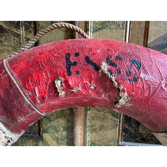 Cream Antique German Lifebuoy with Strong Patina For Sale - Image 8 of 15