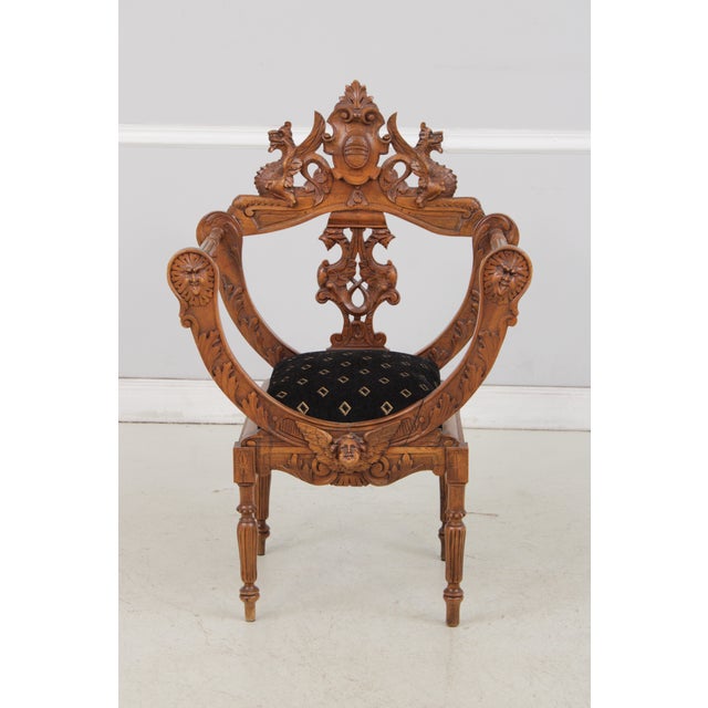 French Pair Vintage Continental Figural Carved Armchairs For Sale - Image 3 of 18