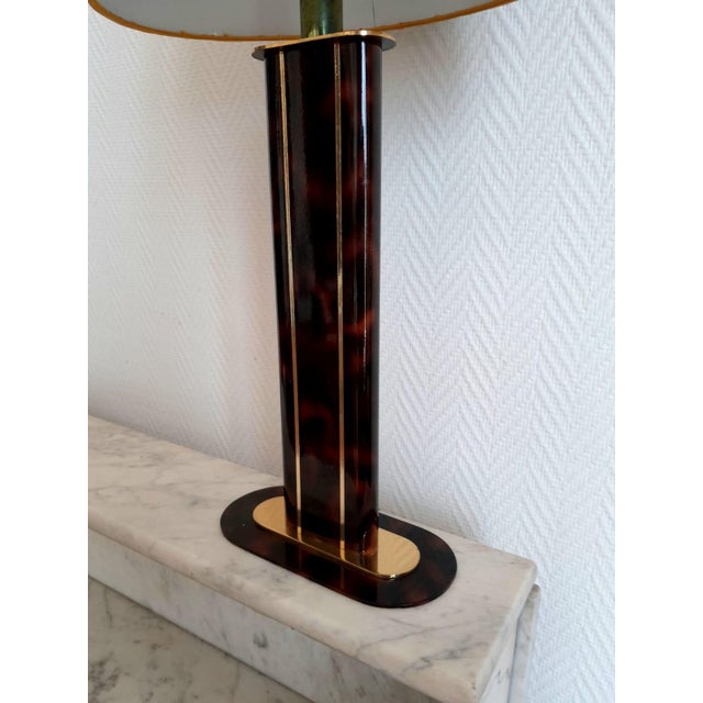 Hollywood Regency Black and Gold Tortoiseshell Lamp, 1980s For Sale - Image 11 of 13
