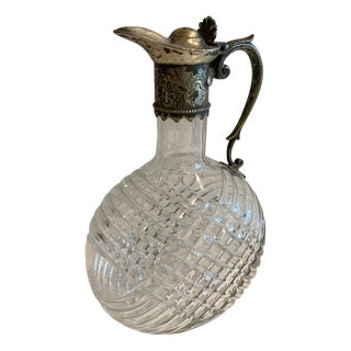 20th Century Cut Glass and Silver-Plated Metal Carafe For Sale