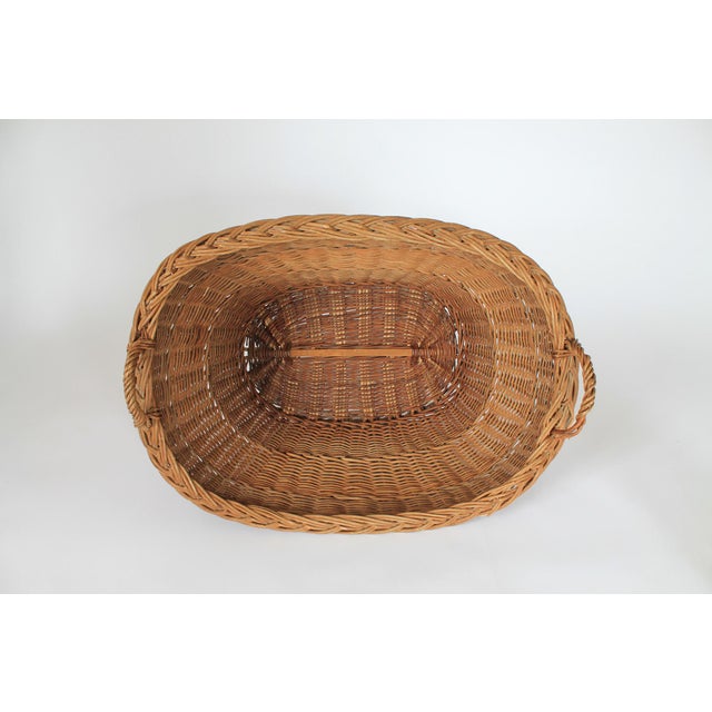Vintage Woven Wicker Laundry Basket For Sale - Image 4 of 12