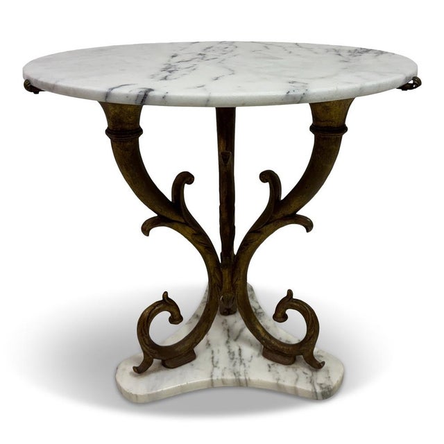 Italian Neoclassical-Style Gilt Iron and Marble Side Table, 1950s For Sale - Image 14 of 14