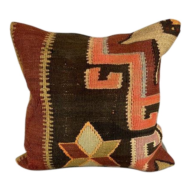 20 x 20 Kilim Pillow Turkish Cushion Natural Grand Bazaar Pillow Cushion Cover For Sale