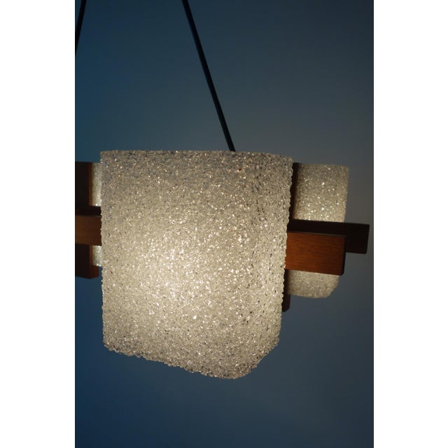 1970s Scandinavian Chandelier in Acrylic Glass and Teak, 1960s For Sale - Image 5 of 12