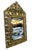 Antique French brass repose beveled mirror over board. The frame has a classic French repoussé style, featuring intricate...