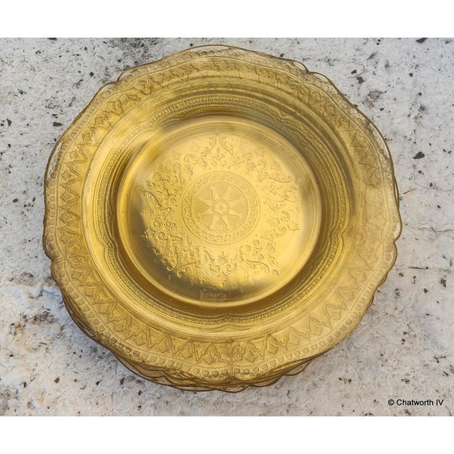 1930s 1930s Art-Deco Federal Glass Co Depression Era Amber Spoke Patrician Luncheon Plates - 8 pcs For Sale - Image 5 of 8