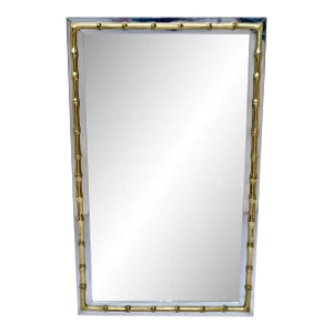 1970's Hollywood Regency Faux Bamboo Mirror