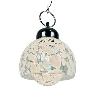 Mid-Century White Speckled Murano Glass Pendant Lamp For Sale