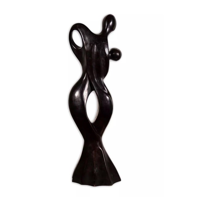 Contemporary Postmodern Dancing Couple Ironwood Solid Wood Carved Sculpture For Sale - Image 3 of 8